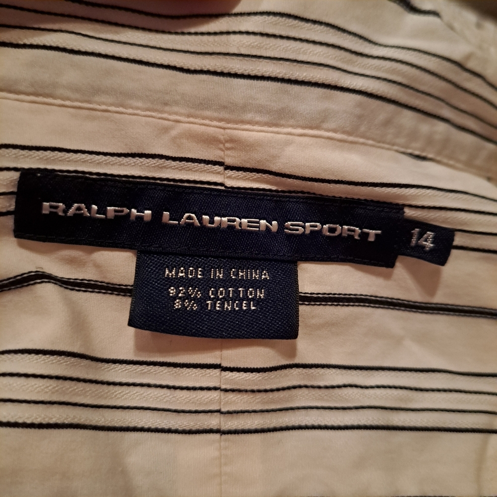 Ralph Lauren Sport Tuxedo Ruffle Blouse - Picture 7 of 8